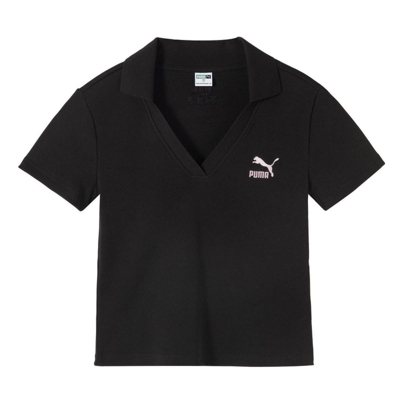 (WMNS) PUMA Logo Polo Shirt 'Black' 626863-01 - 1