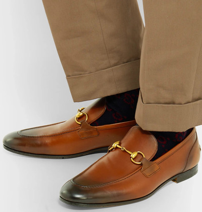 GUCCI Jordaan Horsebit Burnished-Leather Loafers outlook