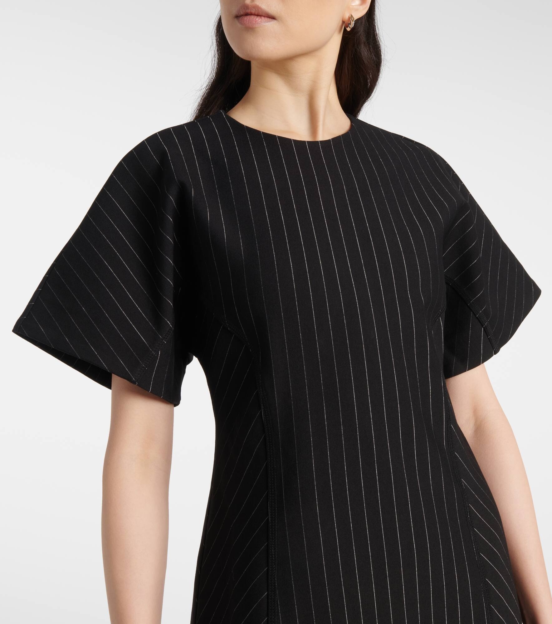 Pinstripe asymmetric midi dress - 4