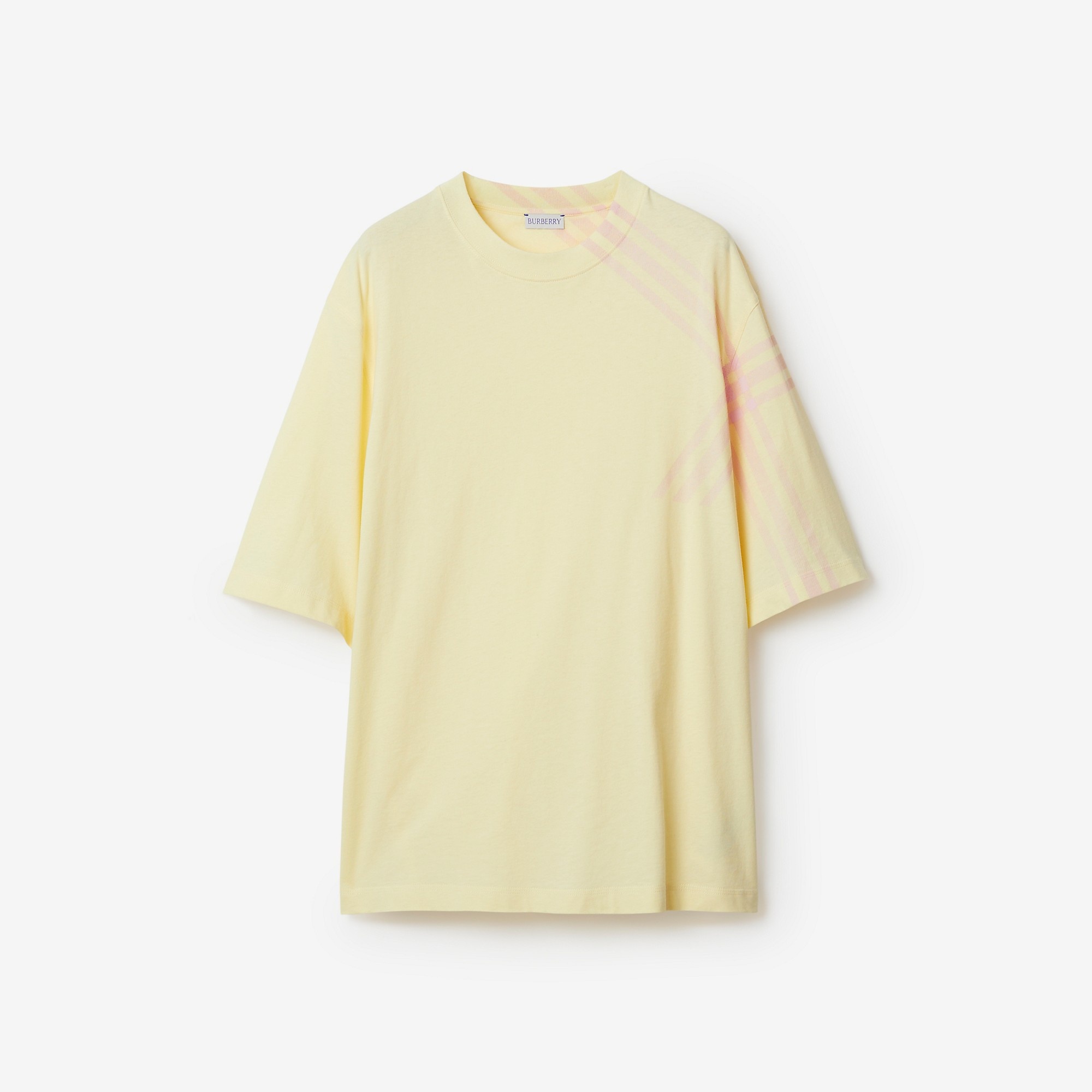 Check Sleeve Cotton T-shirt - 1