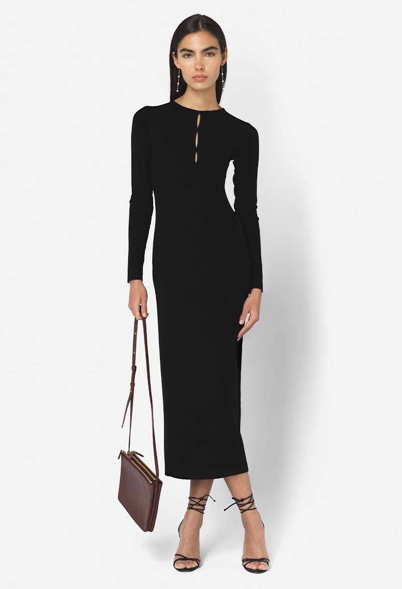 John Elliott GEMINI RIB LS KEYHOLE MIDI DRESS outlook
