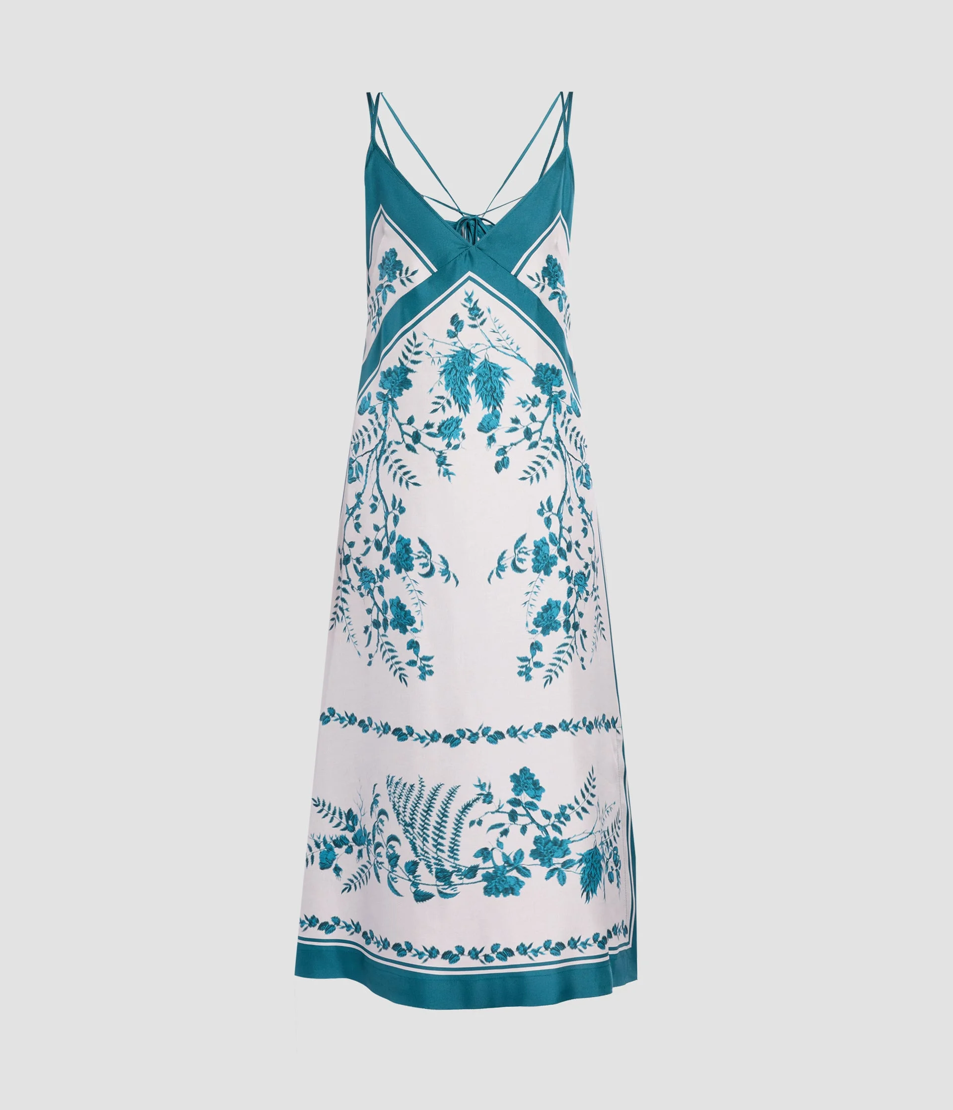 BOTANICAL PRINT SILK TWILL MIDI SLIP DRESS - 1