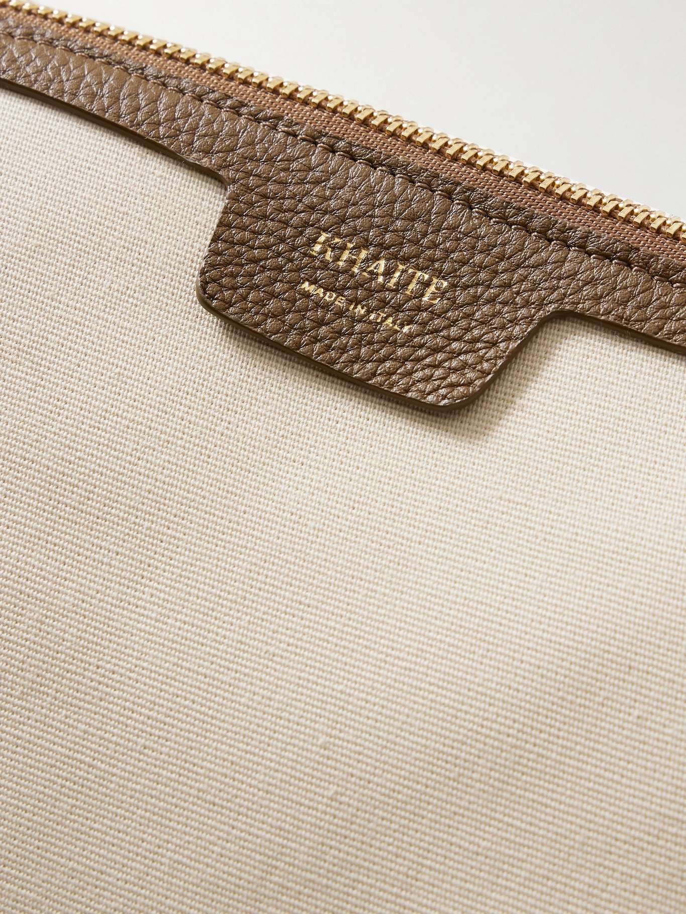 Lina medium textured leather-trimmed canvas shoulder bag - 4