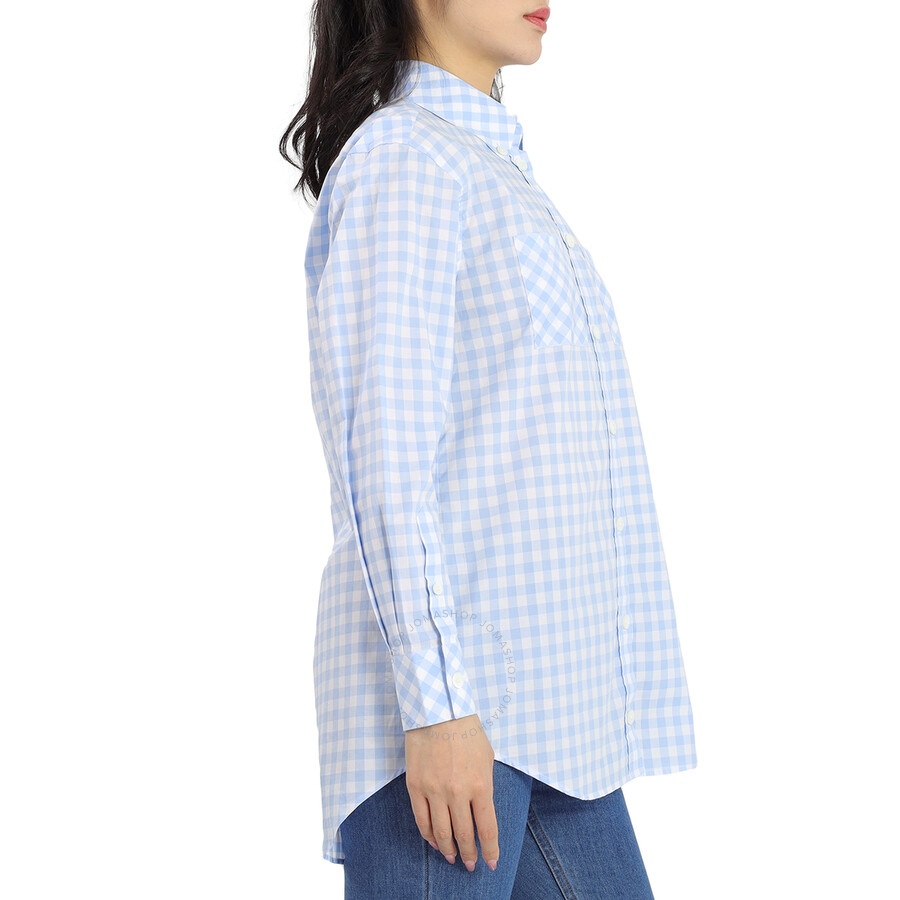 Burberry Ladies Pale Blue Pattern Gingham Cotton Poplin Shirt Dress - 5