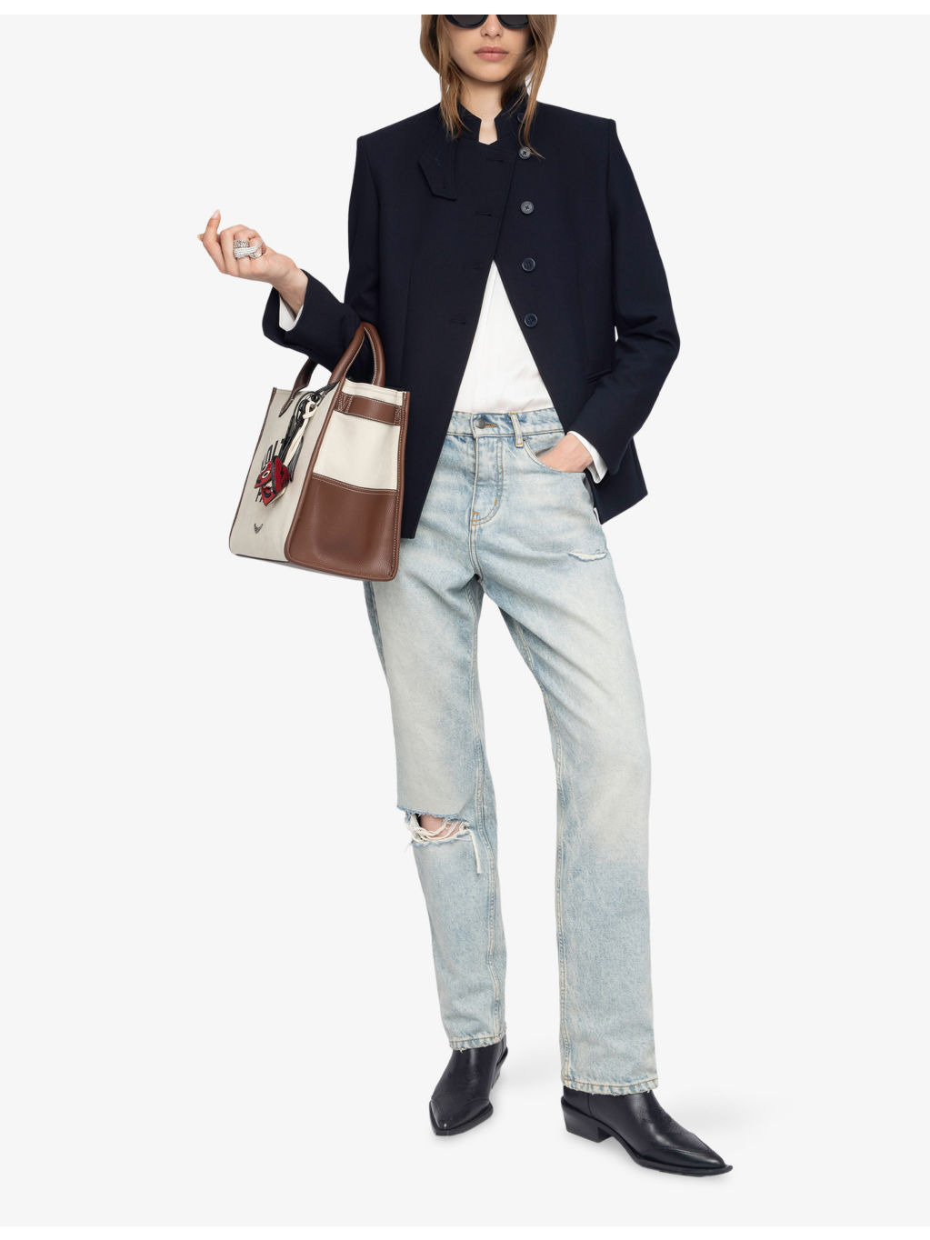 Verysa Stand-Collar Stretch-Woven Blazer - 2