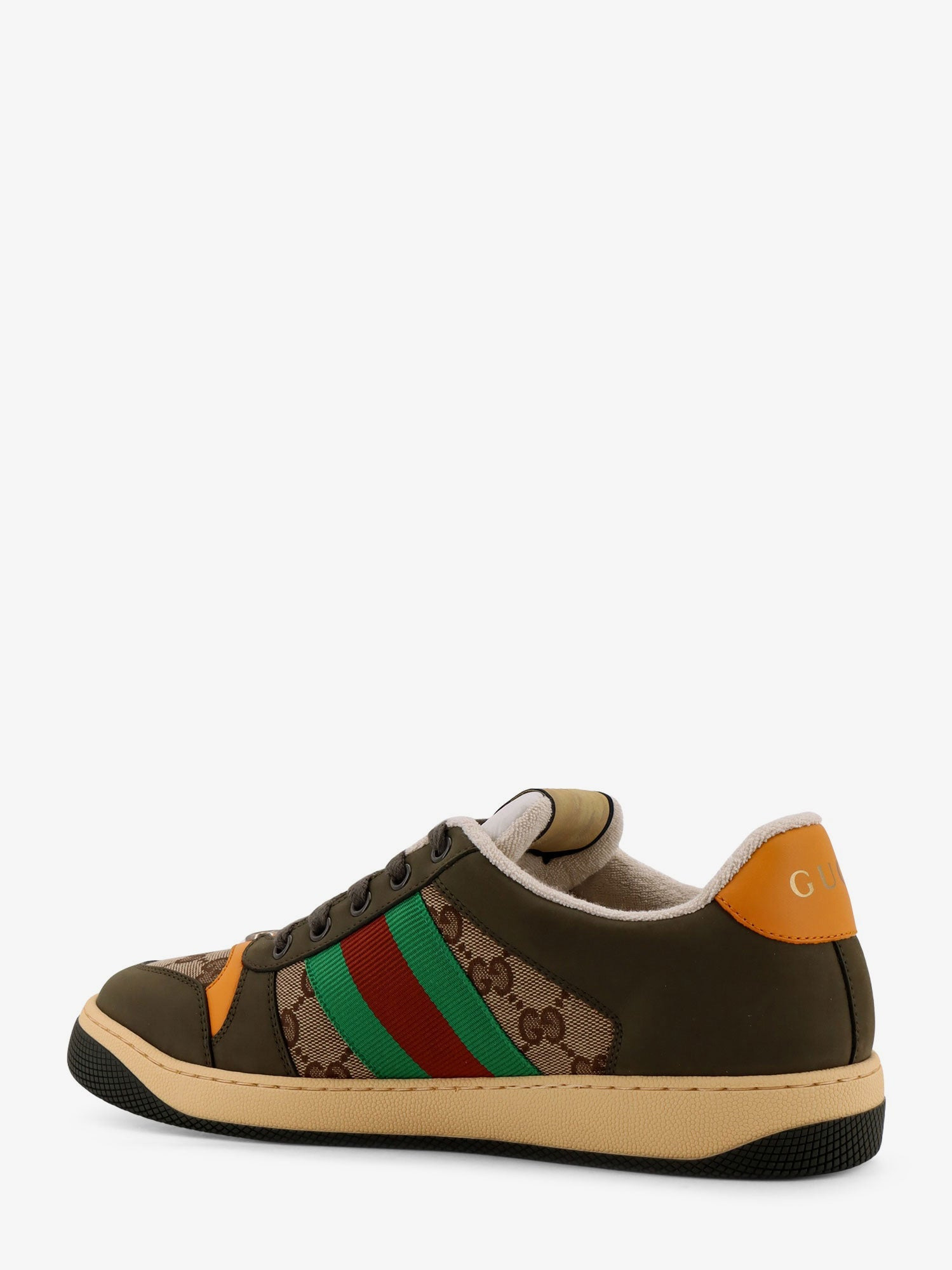 Gucci Men Screener Low-Top Leather And Gg Supreme Fabric Sneakers - 3