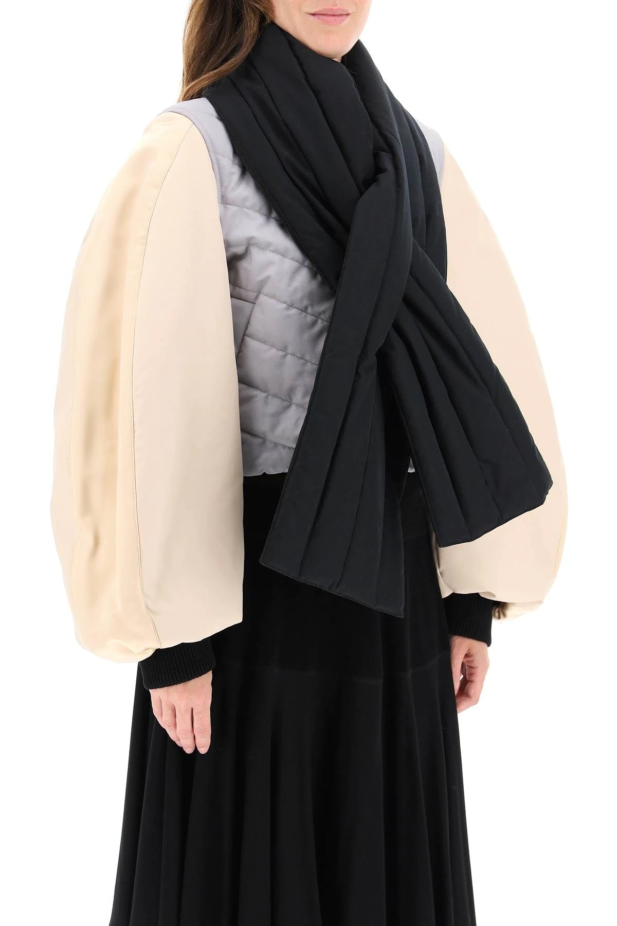 COTTON TOILE BOMBER JACKET WITH SCARF - 3