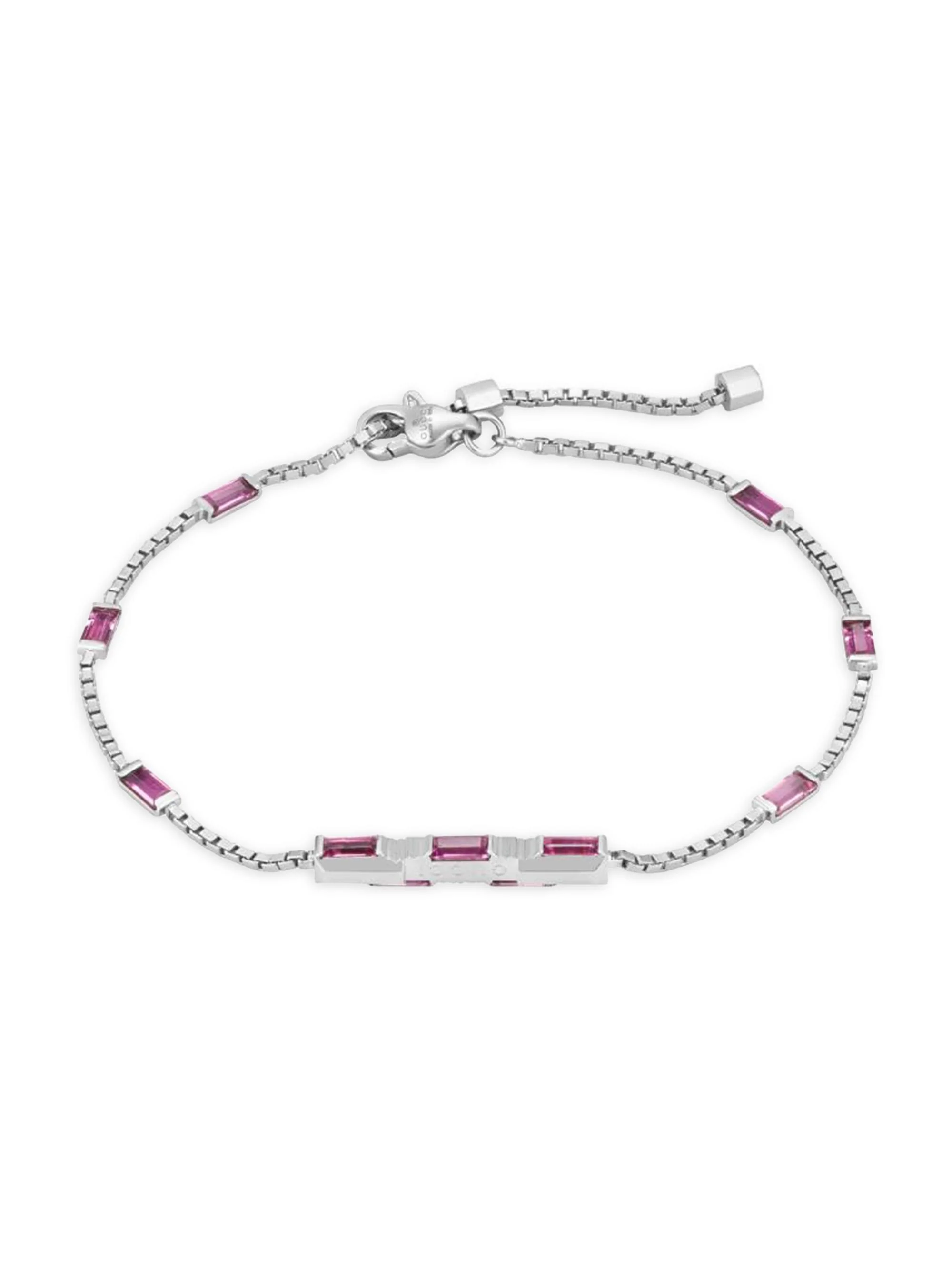 Women's Link To Love 18K White Gold & Rubellite Bar Charm Bracelet/6.3-6.7" - White - 1