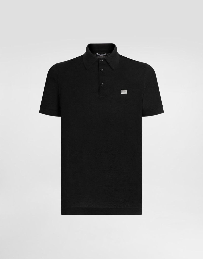 Cotton polo-shirt with logo tag 1