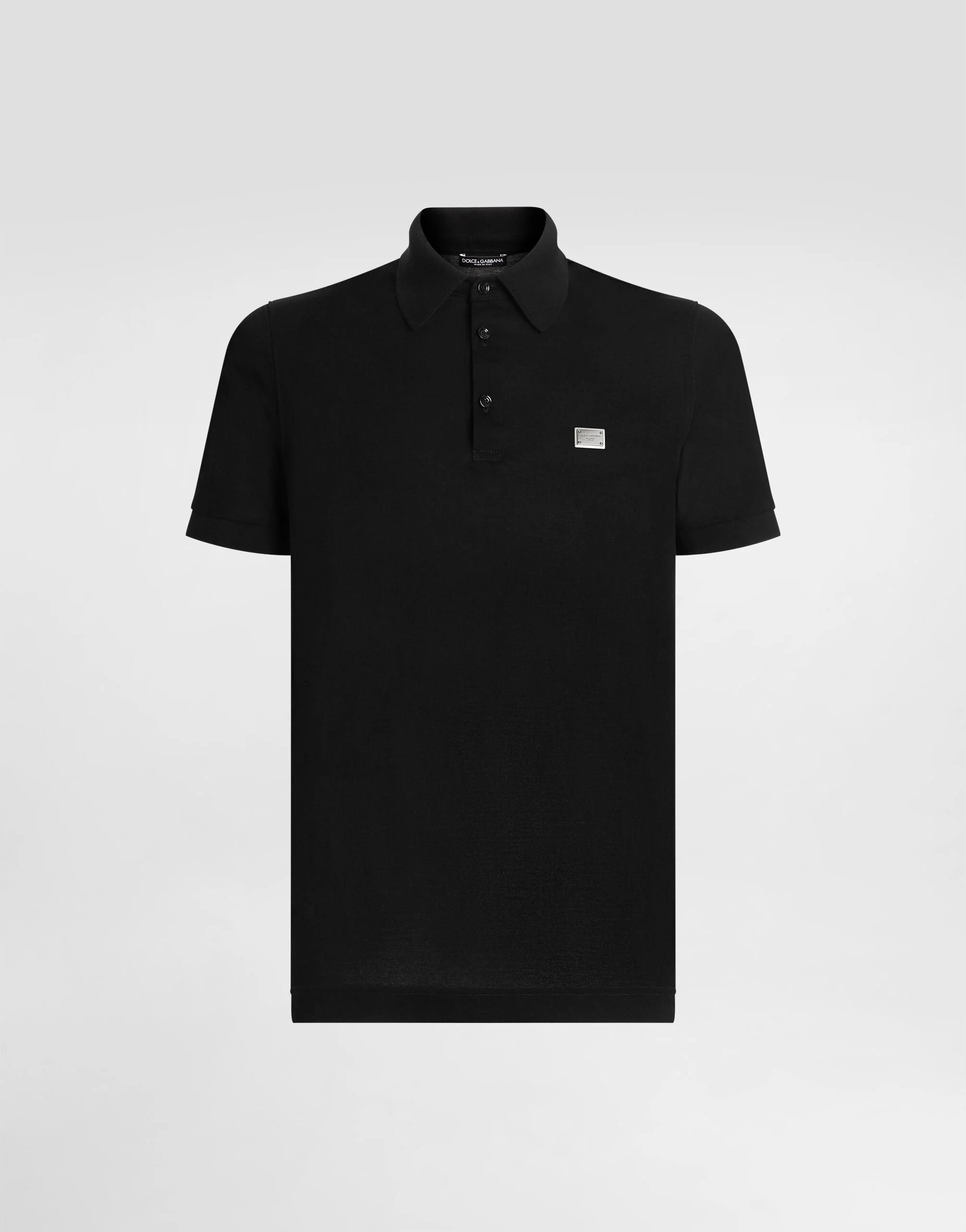 Cotton polo-shirt with logo tag - 1