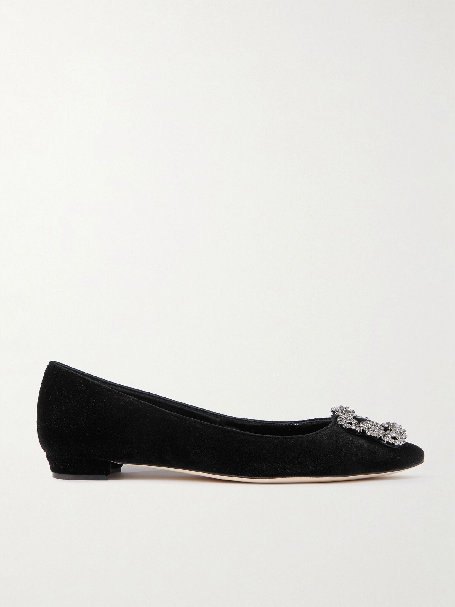 Hangisiflat embellished velvet point-toe flats Black - 1
