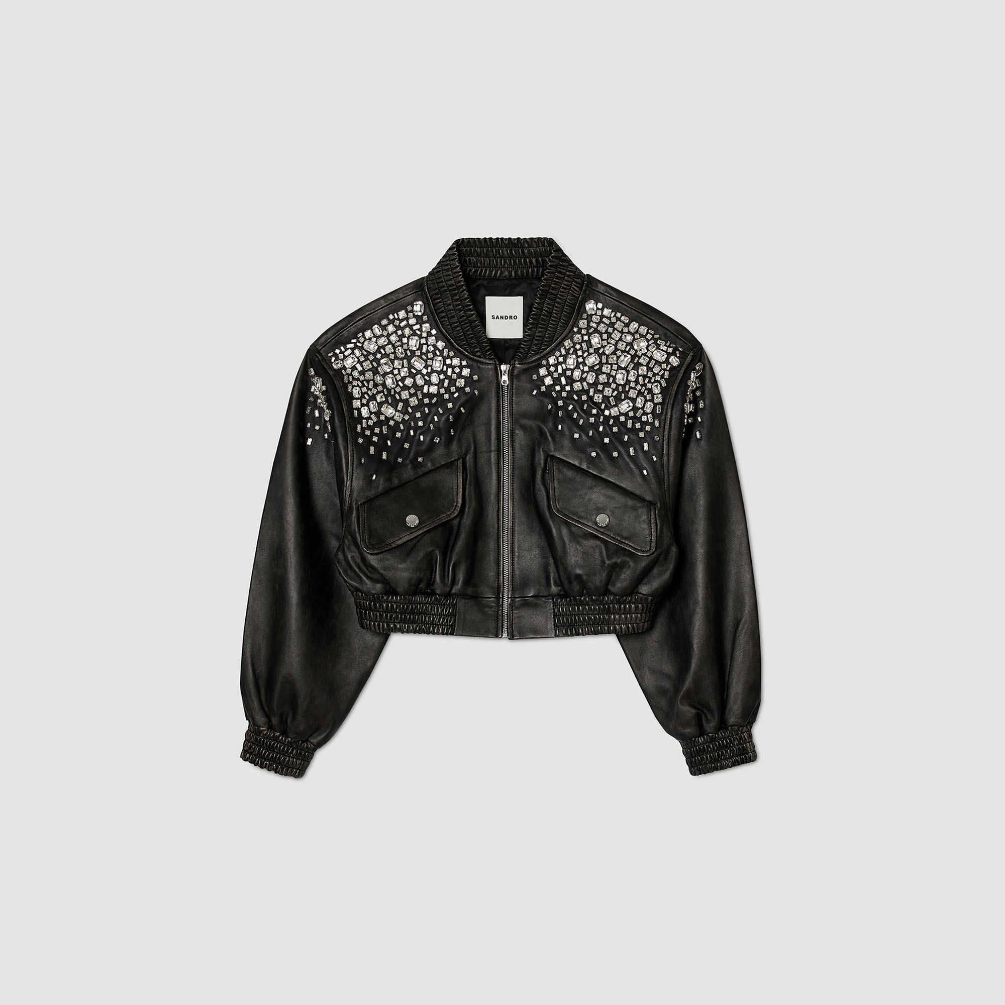 CRYSTAL-STUDDED LEATHER JACKET - 1