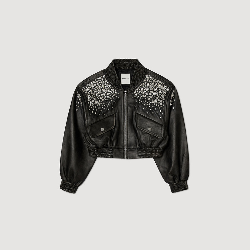 crystal-embellished leather jacket 1