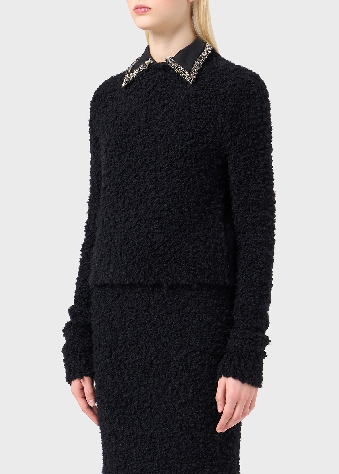 BOUCLÉ SWEATER WITH EMBROIDERED COLLAR - 5