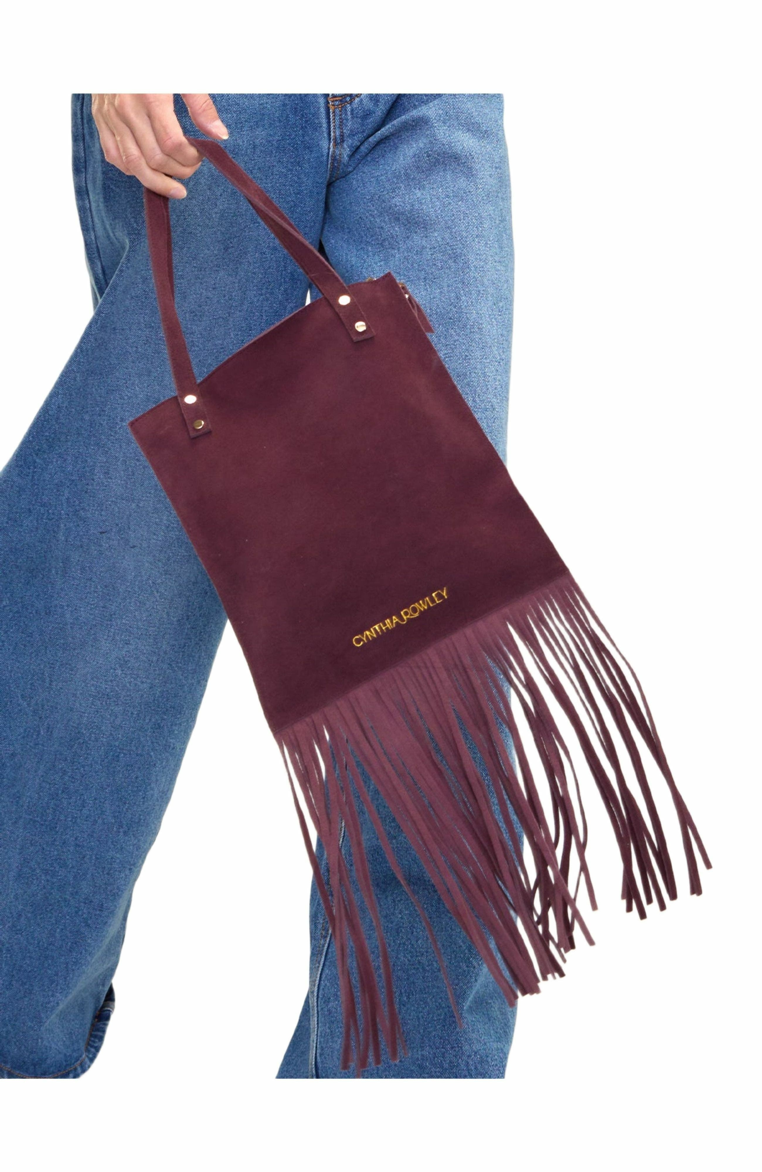 Cynthia Rowley Felicity Fringe Suede Tote in Borwn Gold at Nordstrom - 2