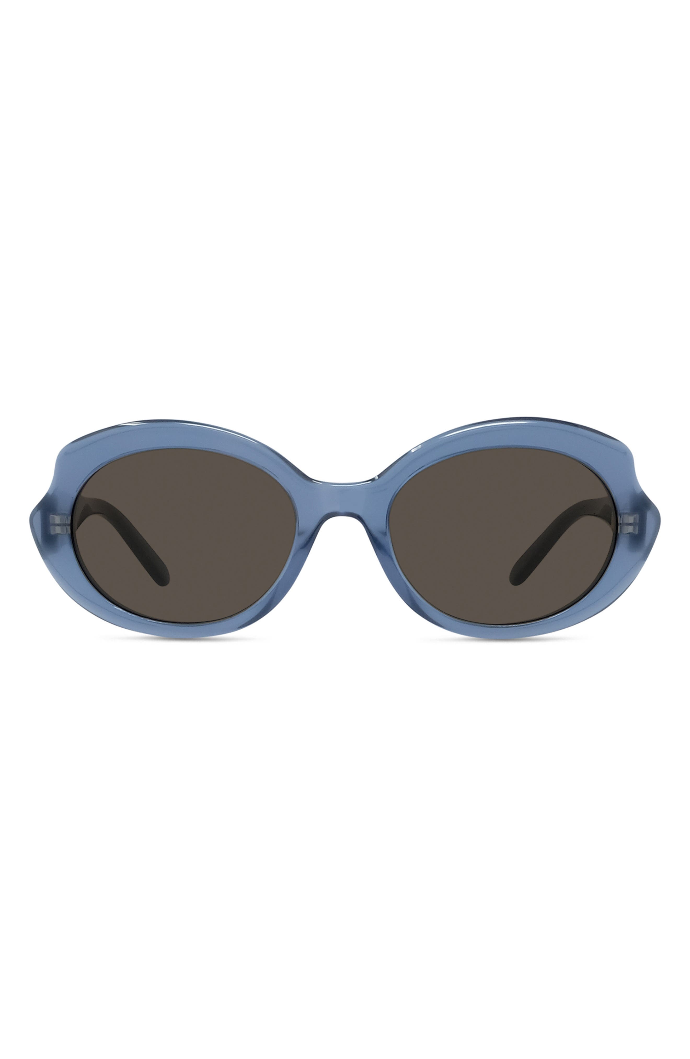 Loewe Thin Mini 54mm Oval Sunglasses in Shiny Light Blue /Brown at Nordstrom - 1