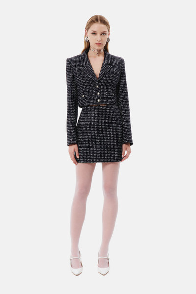 Alessandra Rich SEQUIN CHECKED TWEED CROPPED BOXY JACKET outlook