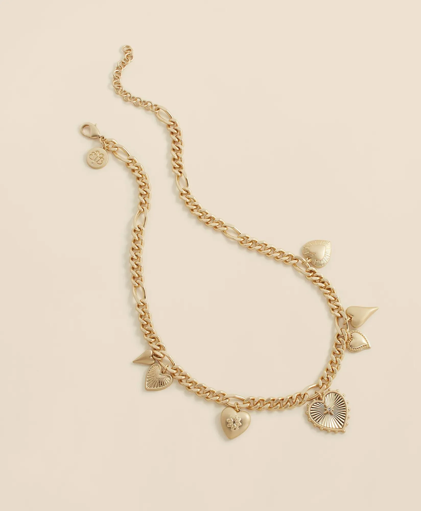 Gold-Toned Heart Charm Necklace - 1