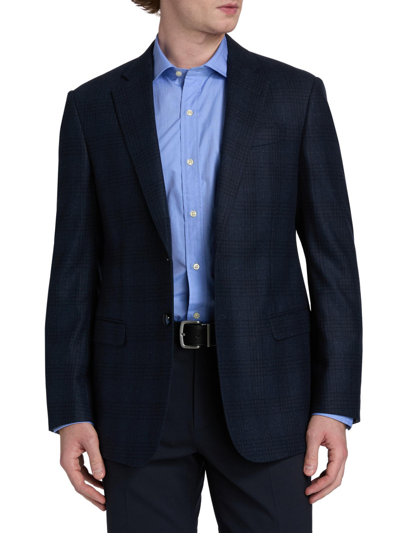 Men's Windowpane Plaid Wool-Blend Sport Coat - Navy 3