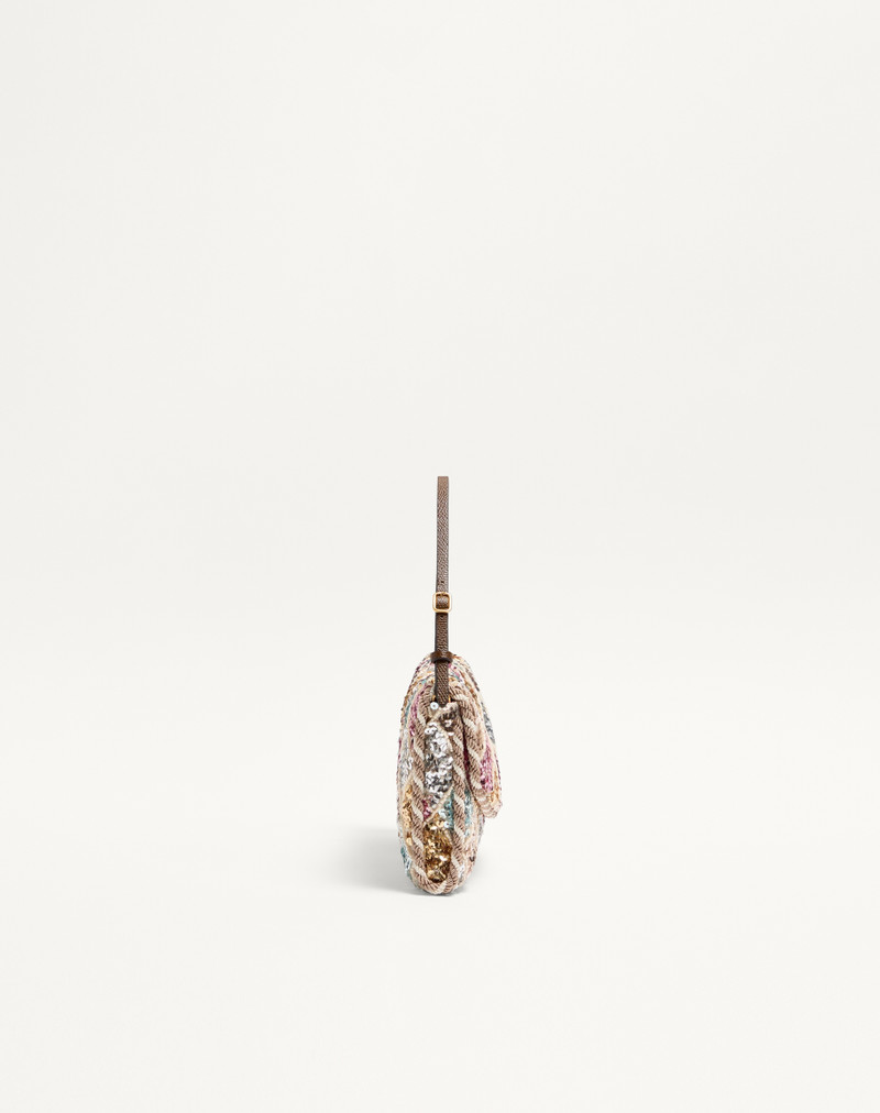 VALENTINO GARAVANI DEVAIN SMALL SHOULDER BAG WITH RHOMBELLE EMBROIDERY. 4