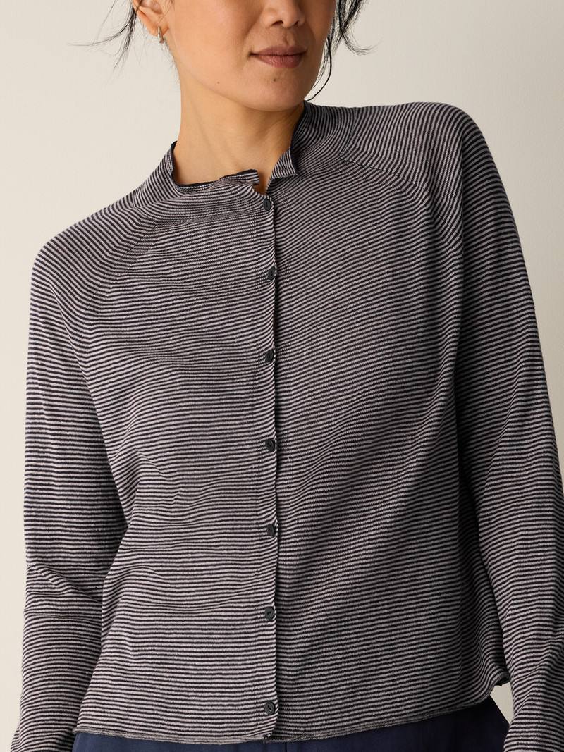 Organic Linen Cotton High Collar Cardigan 5