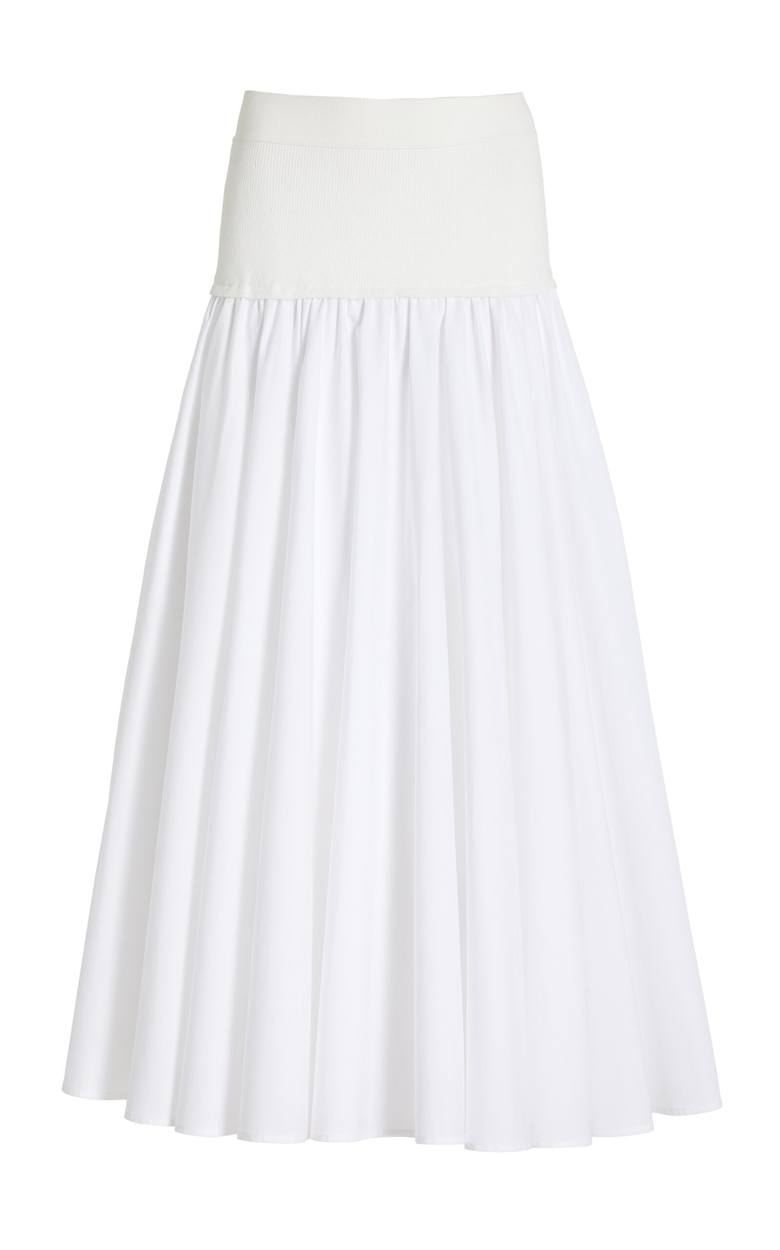 Stella Knit-Trimmed Cotton-Poplin Maxi Skirt white - 1