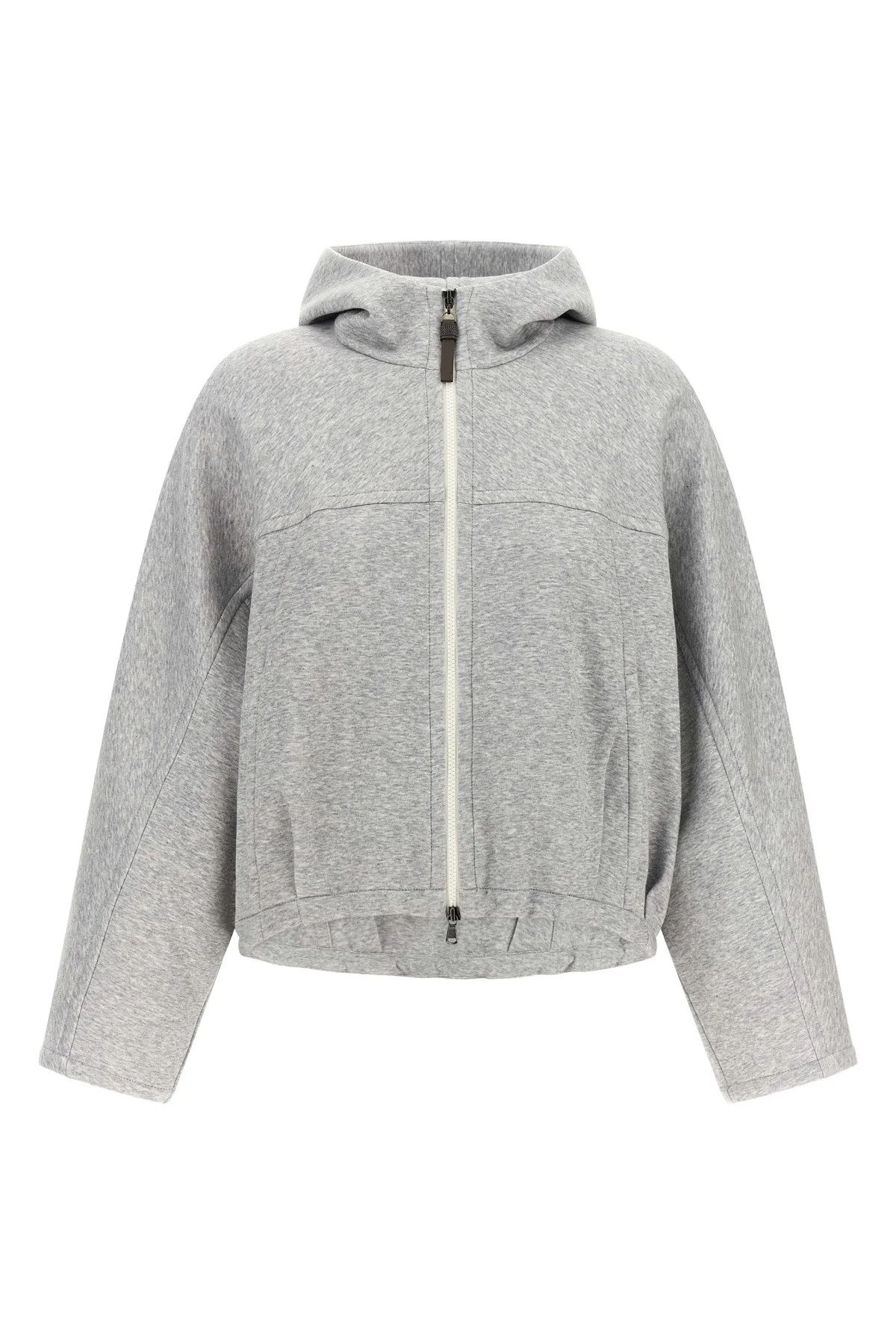 'Shiny Zipper Pull' Cropped Hoodie - 1