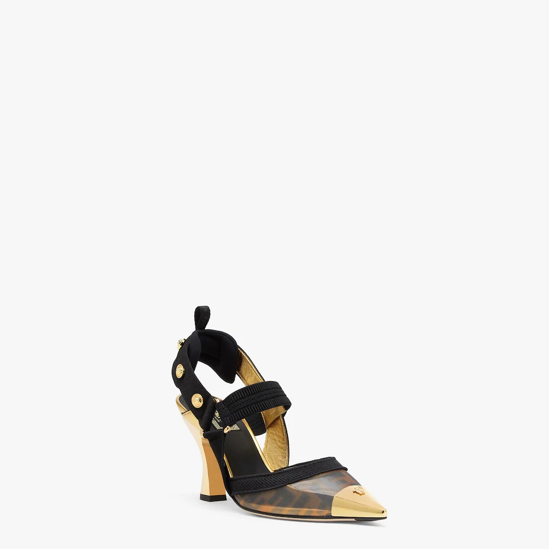 Fendace high-heeled slingbacks in FF mesh with Medusa details - 2