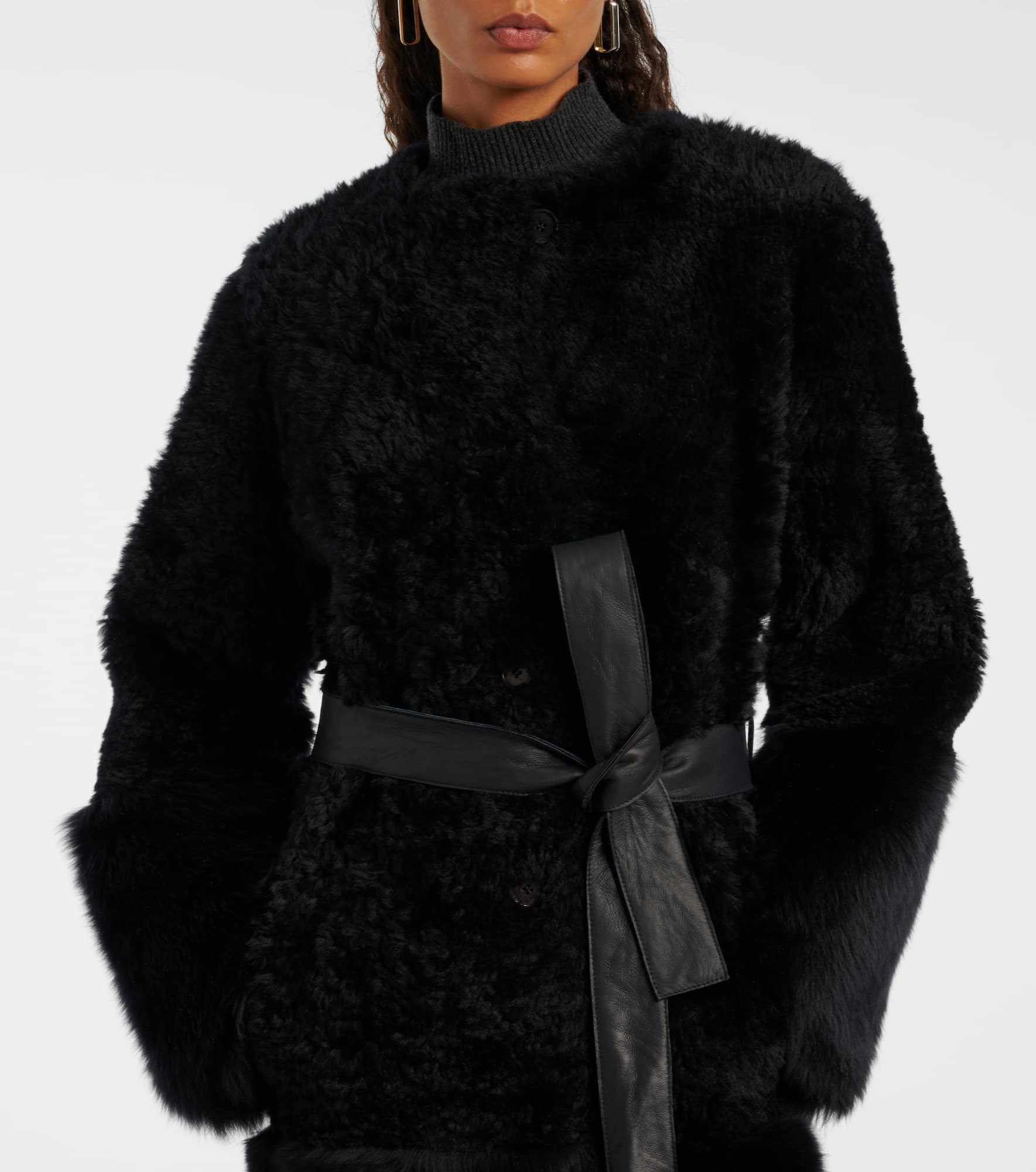 Tina belted shearling coat - 6