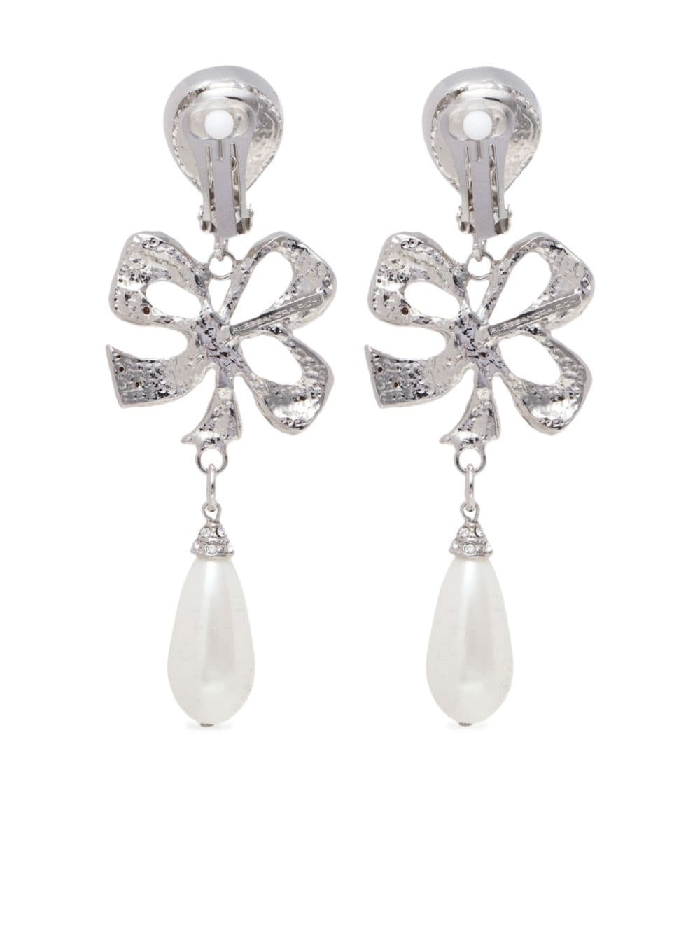 crystal-embellished clip-on drop earrings - 2