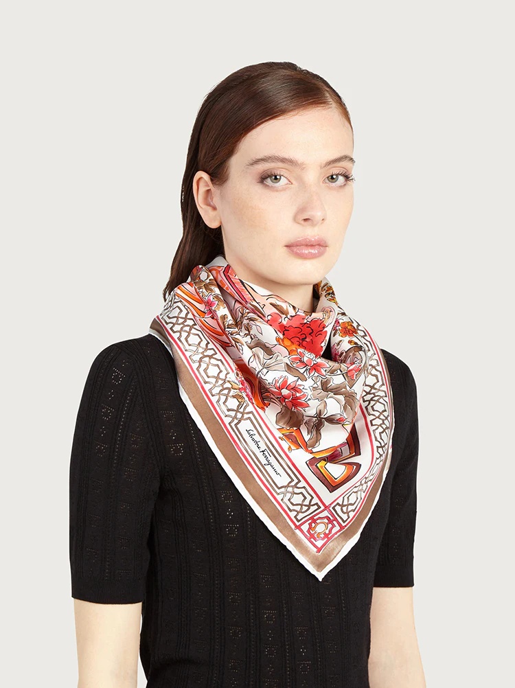BONSAI PRINT SILK FOULARD - 2