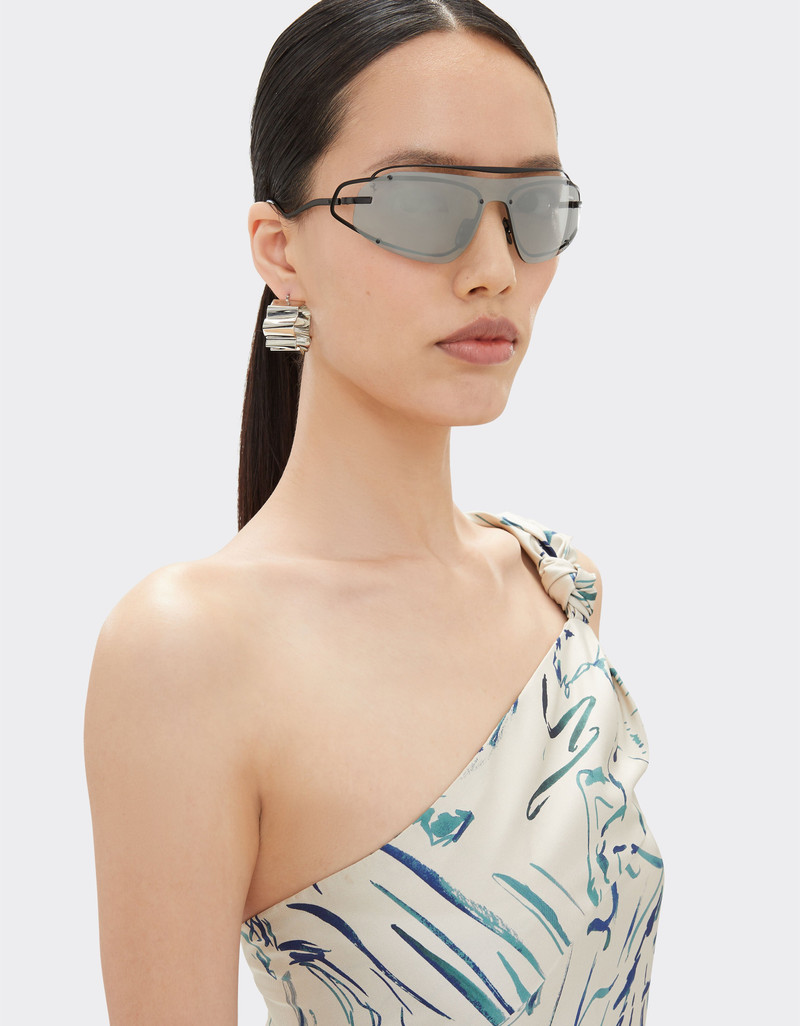 Ferrari sunglasses in matt black titanium with silver gradient mirror grey shield 3