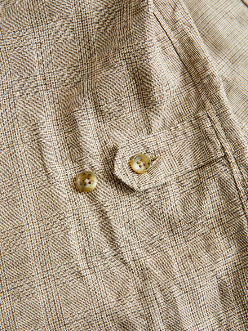 Loiter Jacket in Beige Linen Glen Plaid 11