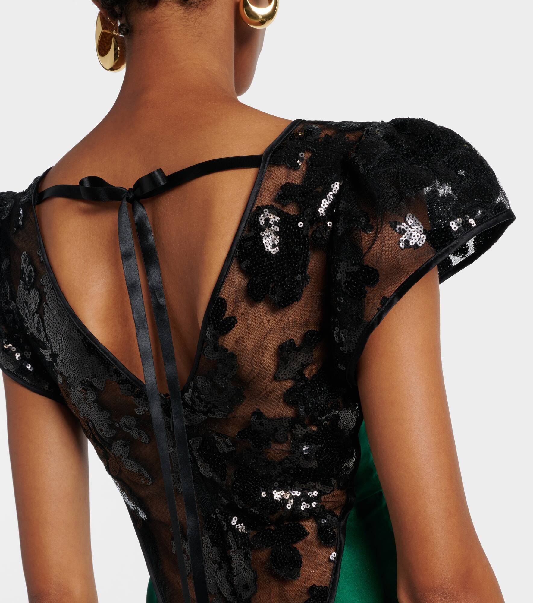 Sequined lace-trimmed silk gown - 6