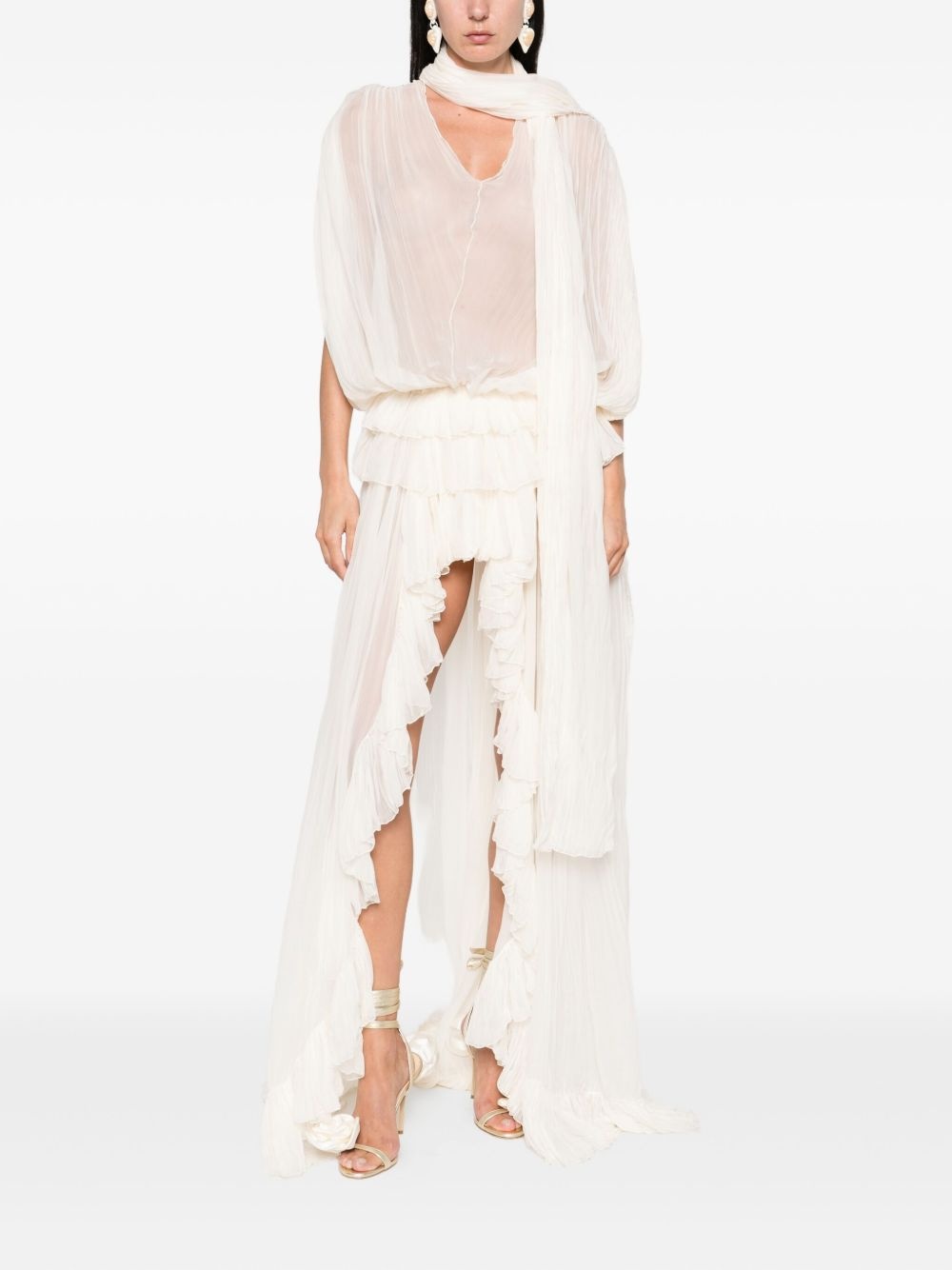 pleated ruffled asymmetric day dress - 2