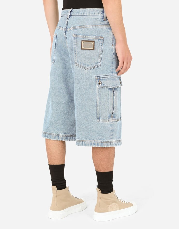 Light blue denim cargo shorts - 5