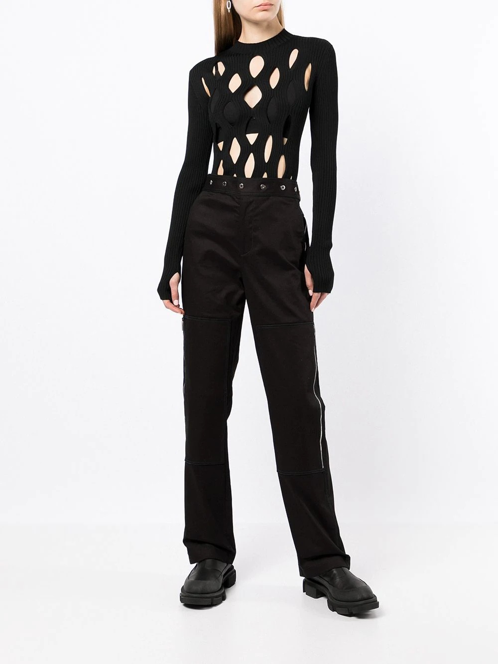cut out-detail knitted top - 3
