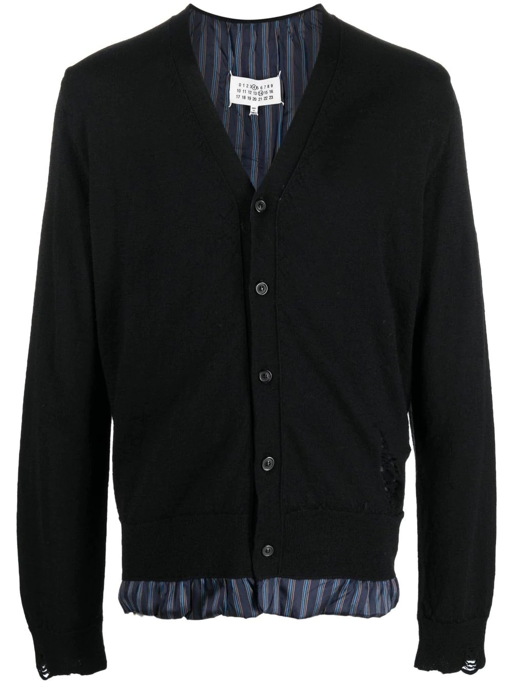 layered distressed wool cardigan - 1