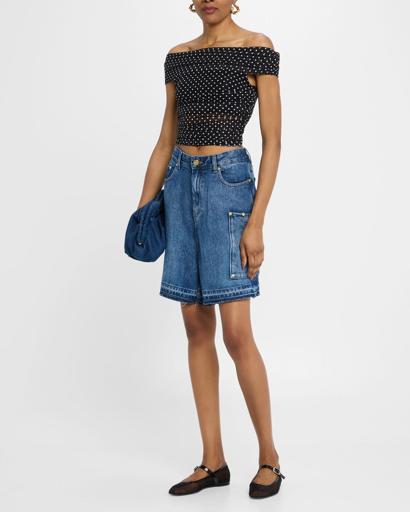Alice + Olivia Isadola Folded Off-Shoulder Ruched Top outlook
