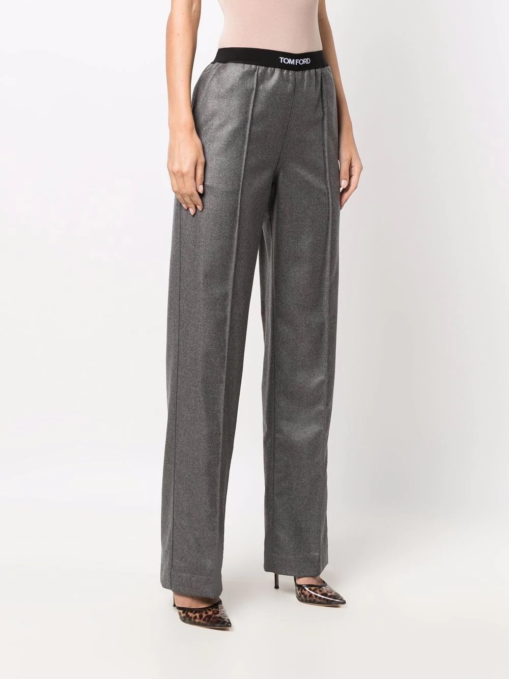 logo-waistband straight trousers - 3