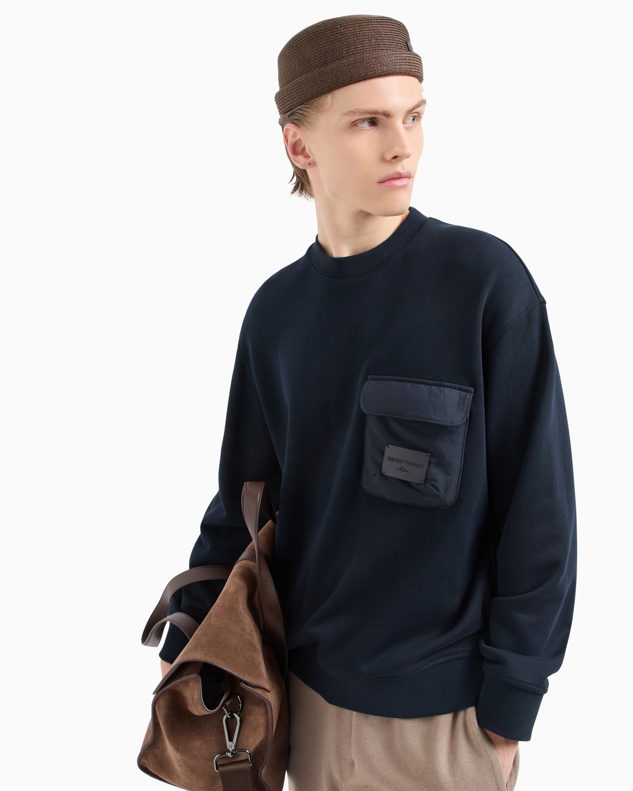 FRENCH TERRY JERSEY SWEATSHIRT WITH PADDED POCKET AND LOGO PATCH - 6