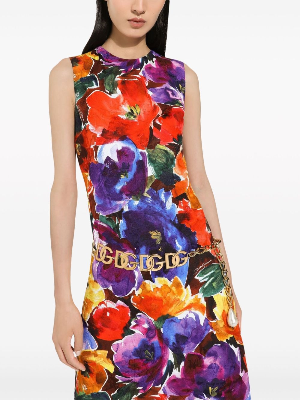 abstract floral-print midi dress - 5