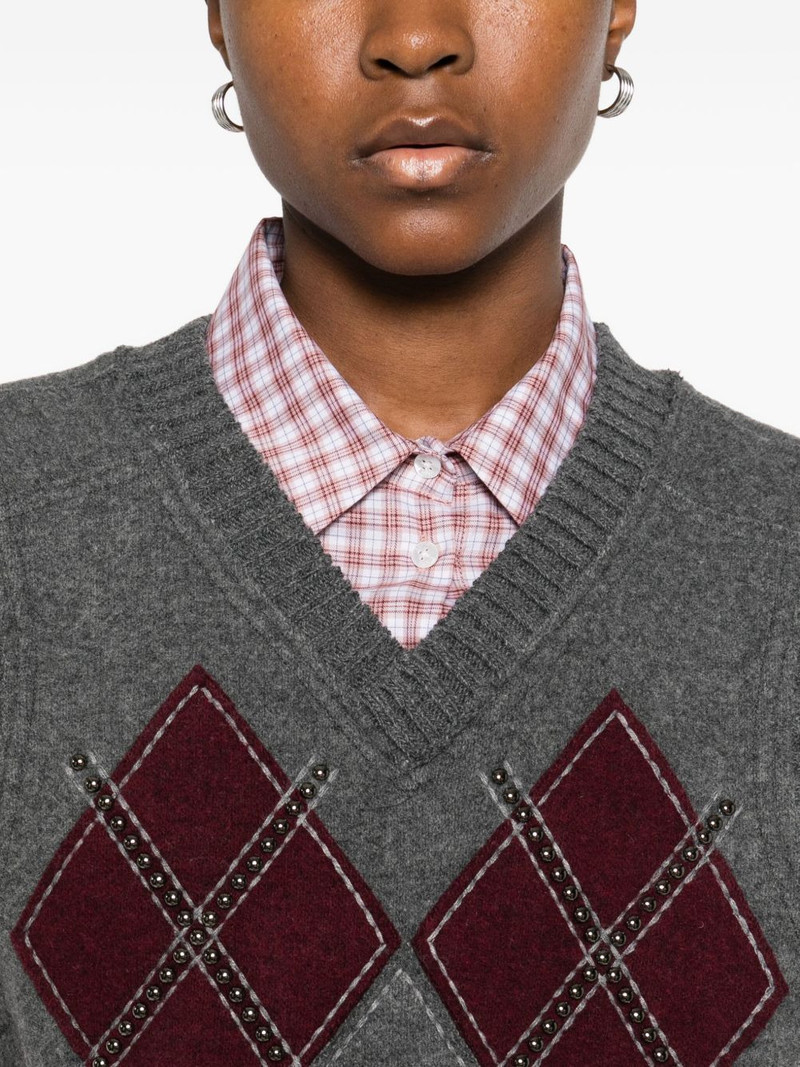stud-embellished argyle-knit vest 5
