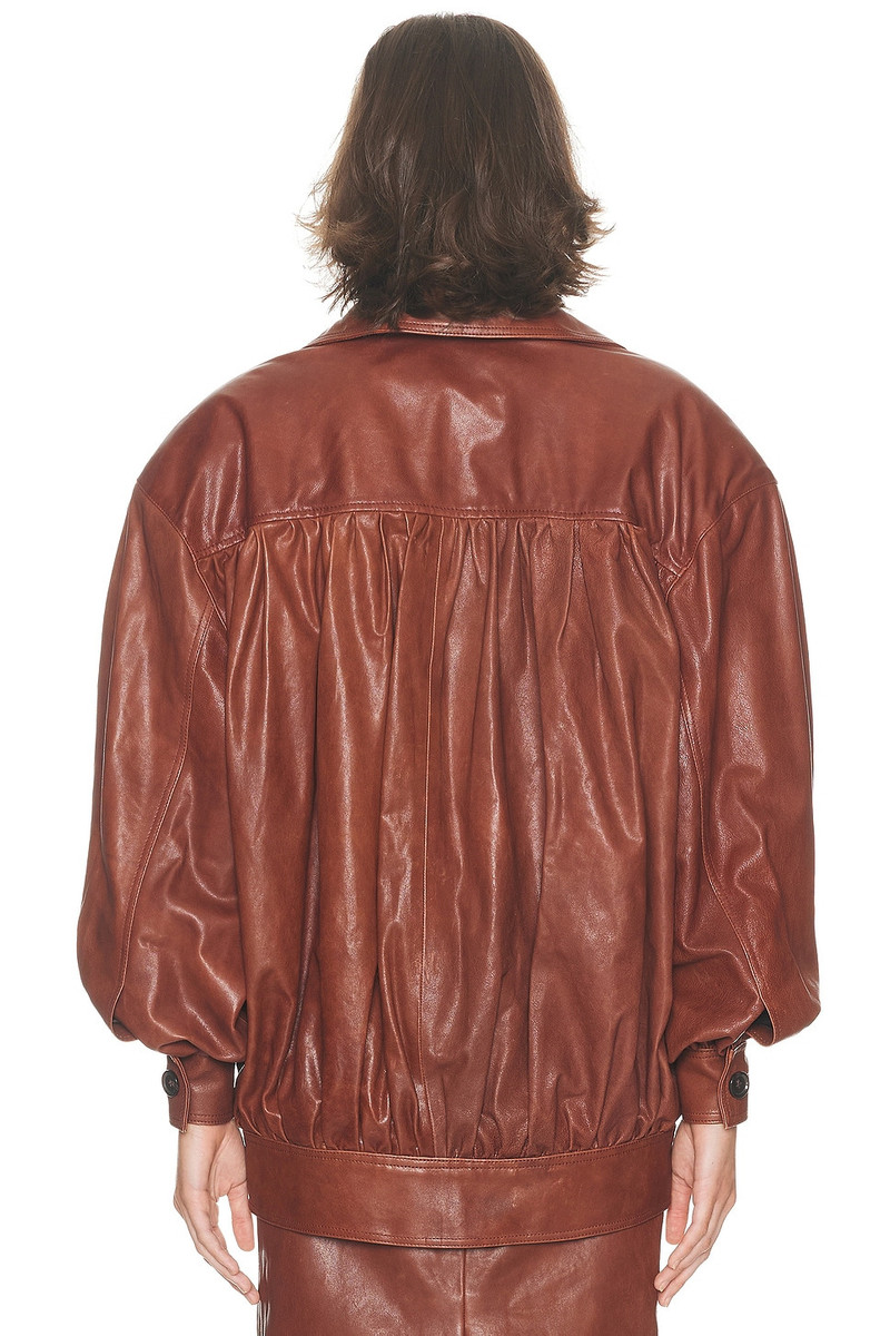 HELSA The Shirred Oversized Leather Jacket outlook