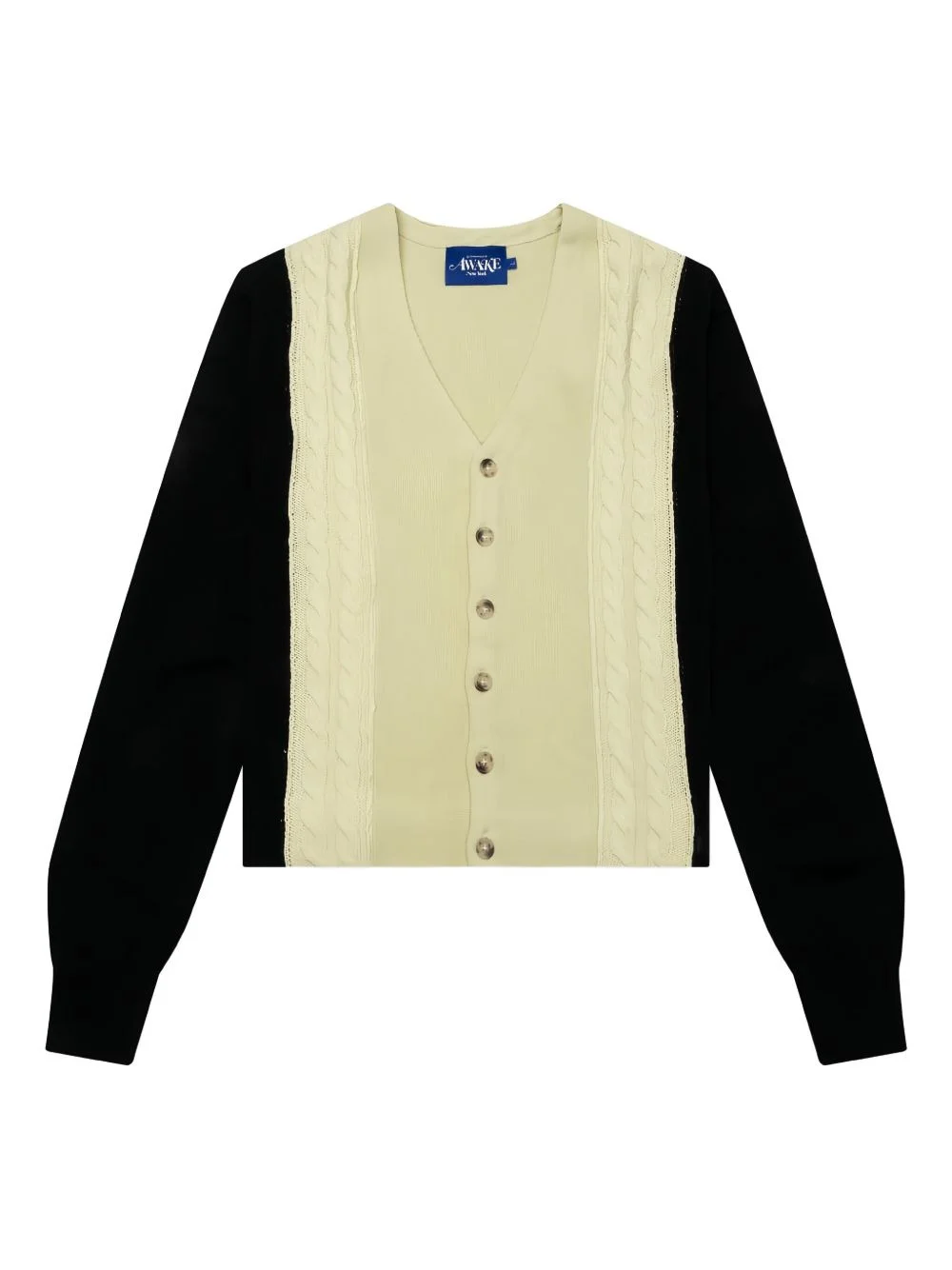 cable-knit panelled cardigan - 1