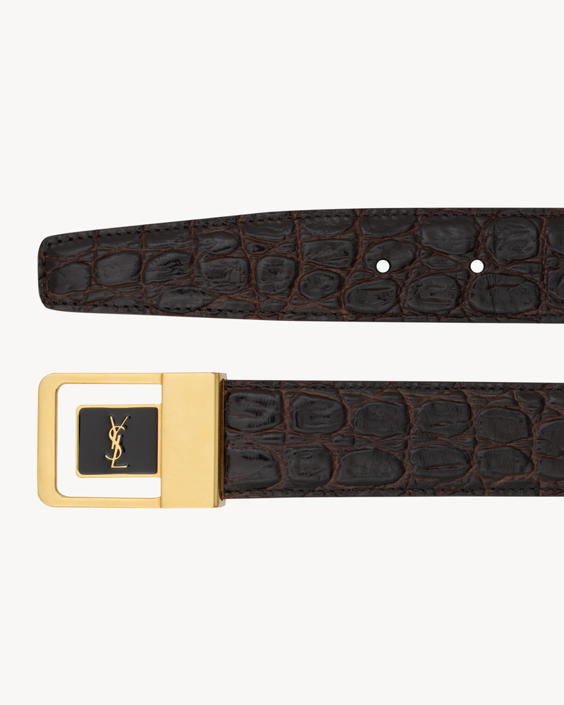 SAINT LAURENT female buckle belt in crocodile-embossed leather outlook