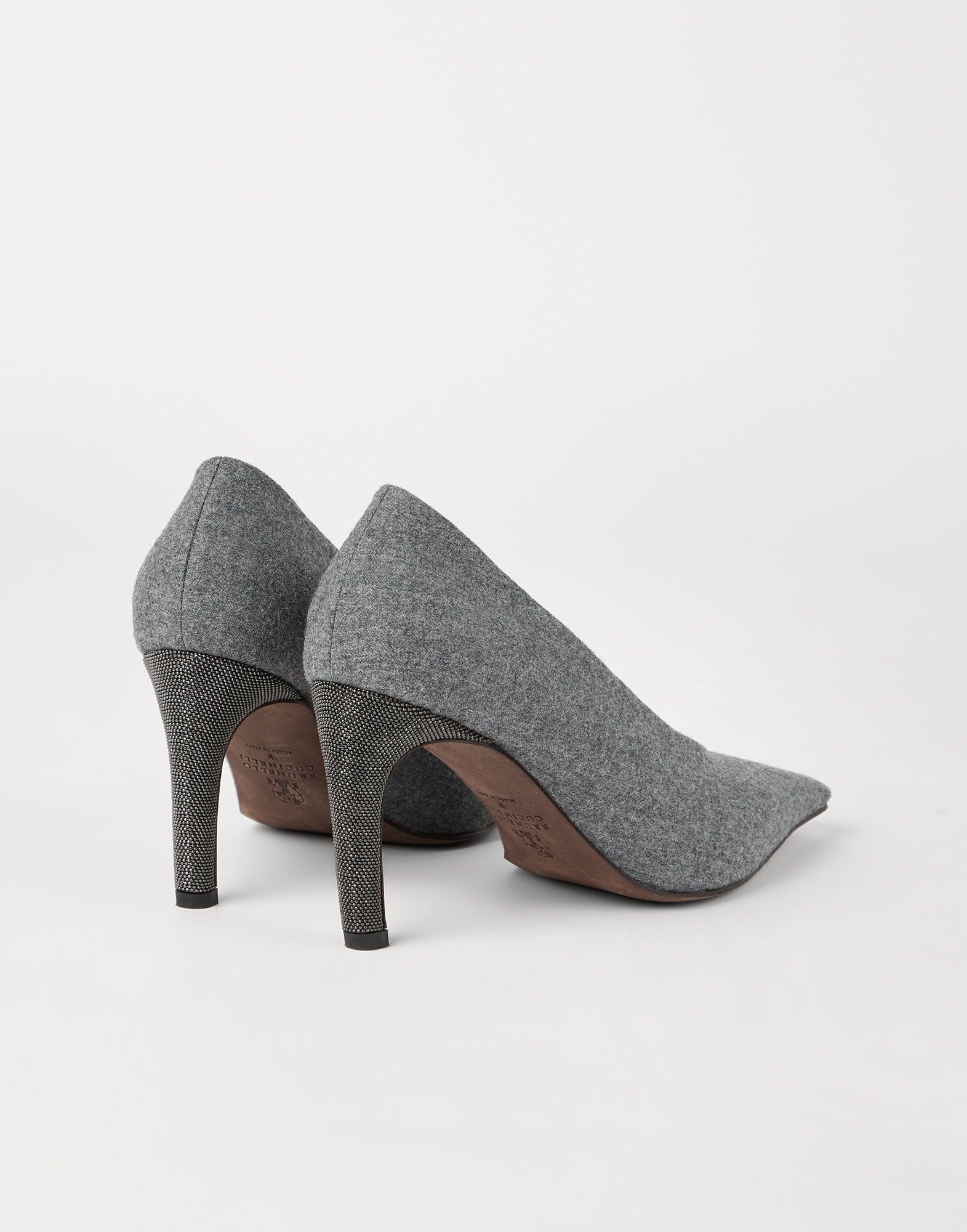 Water-resistant virgin wool flannel heels with precious details - 2