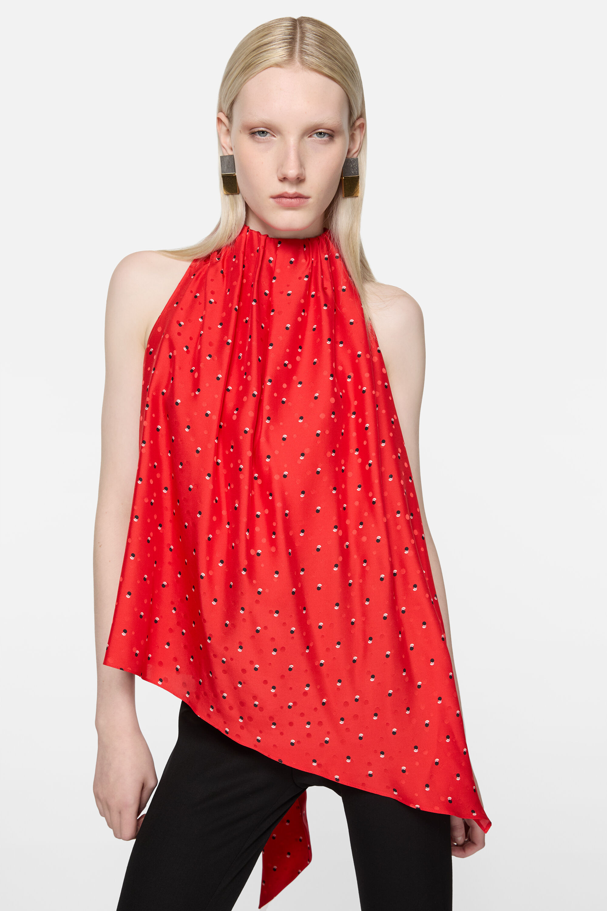 Silk bow blouse - Red - 4