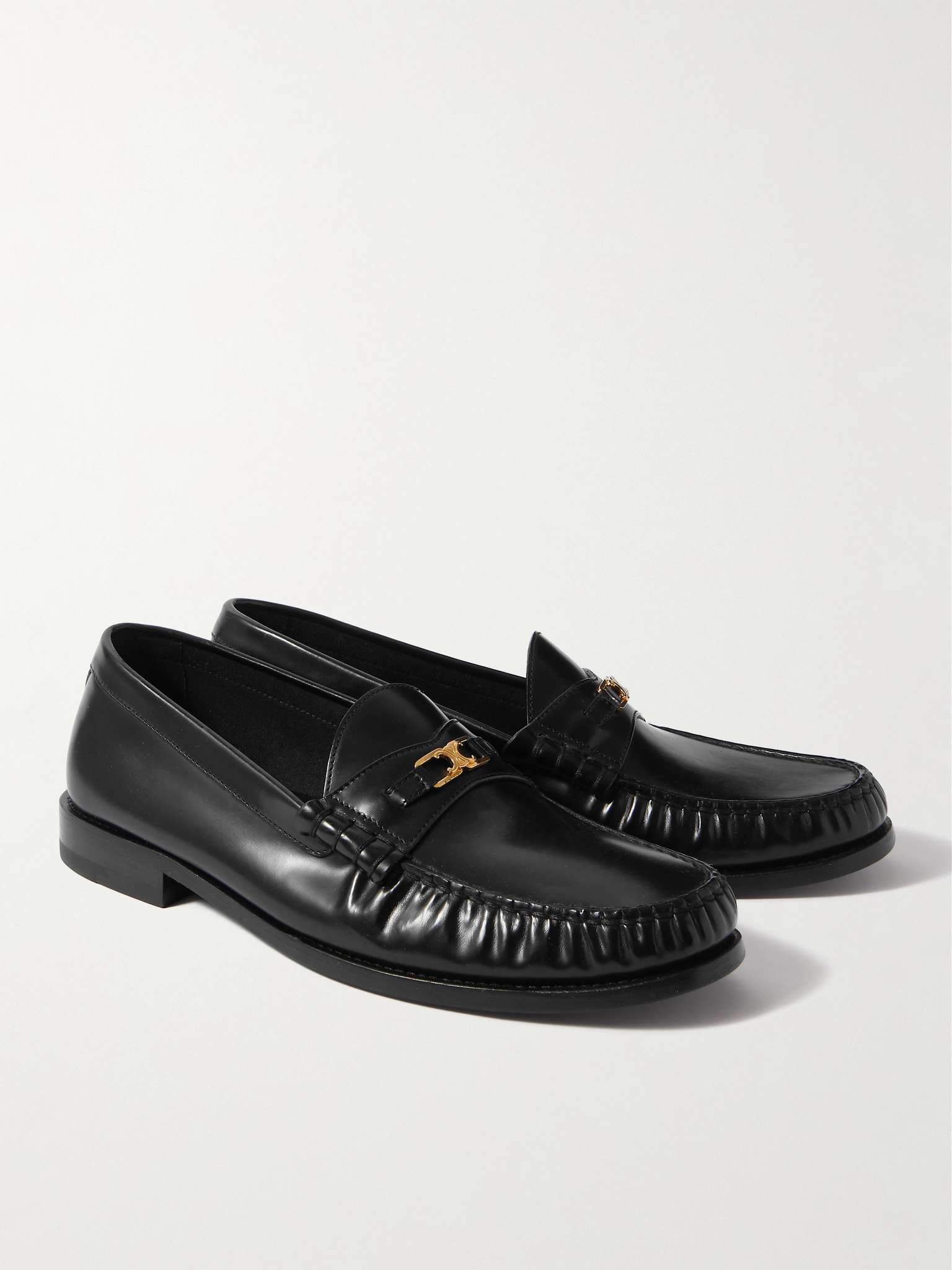 CELINE Triomphe Logo-Embellished Polished-Leather Loafers