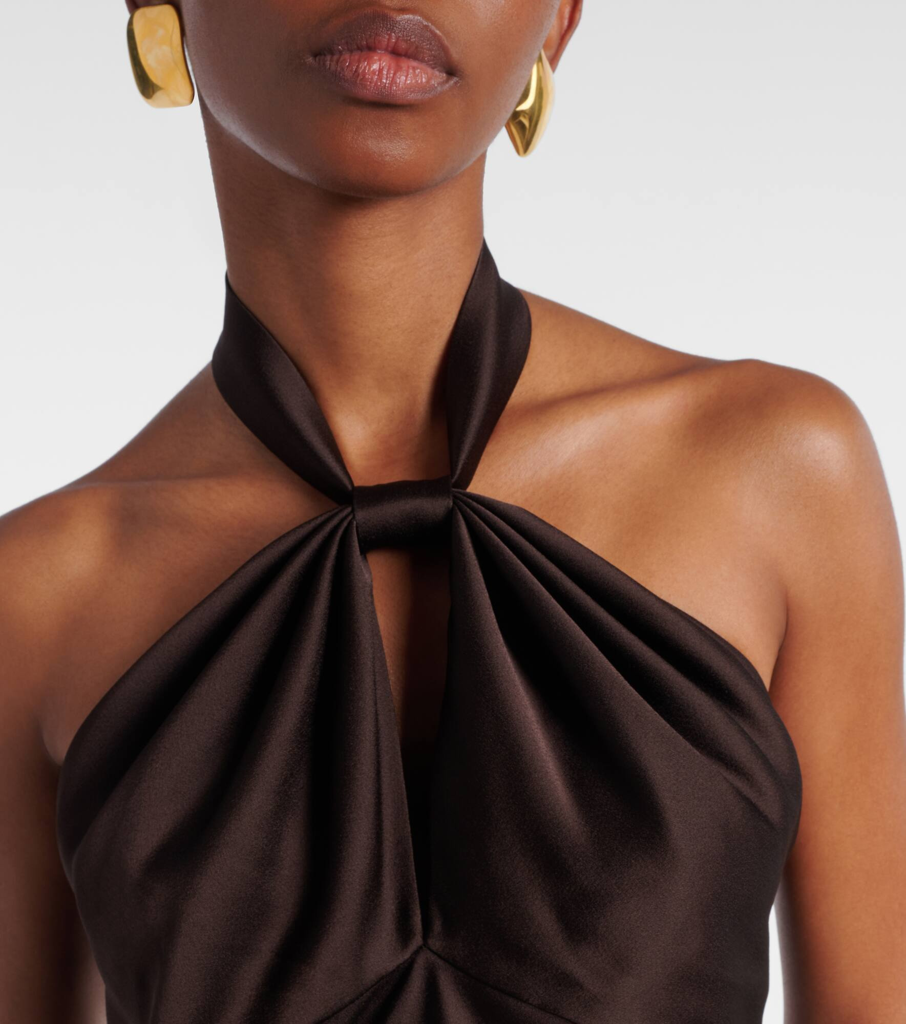 Cutout halterneck satin top - 4